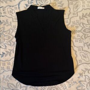 Black Sleeveless Notch-Neck Tank
